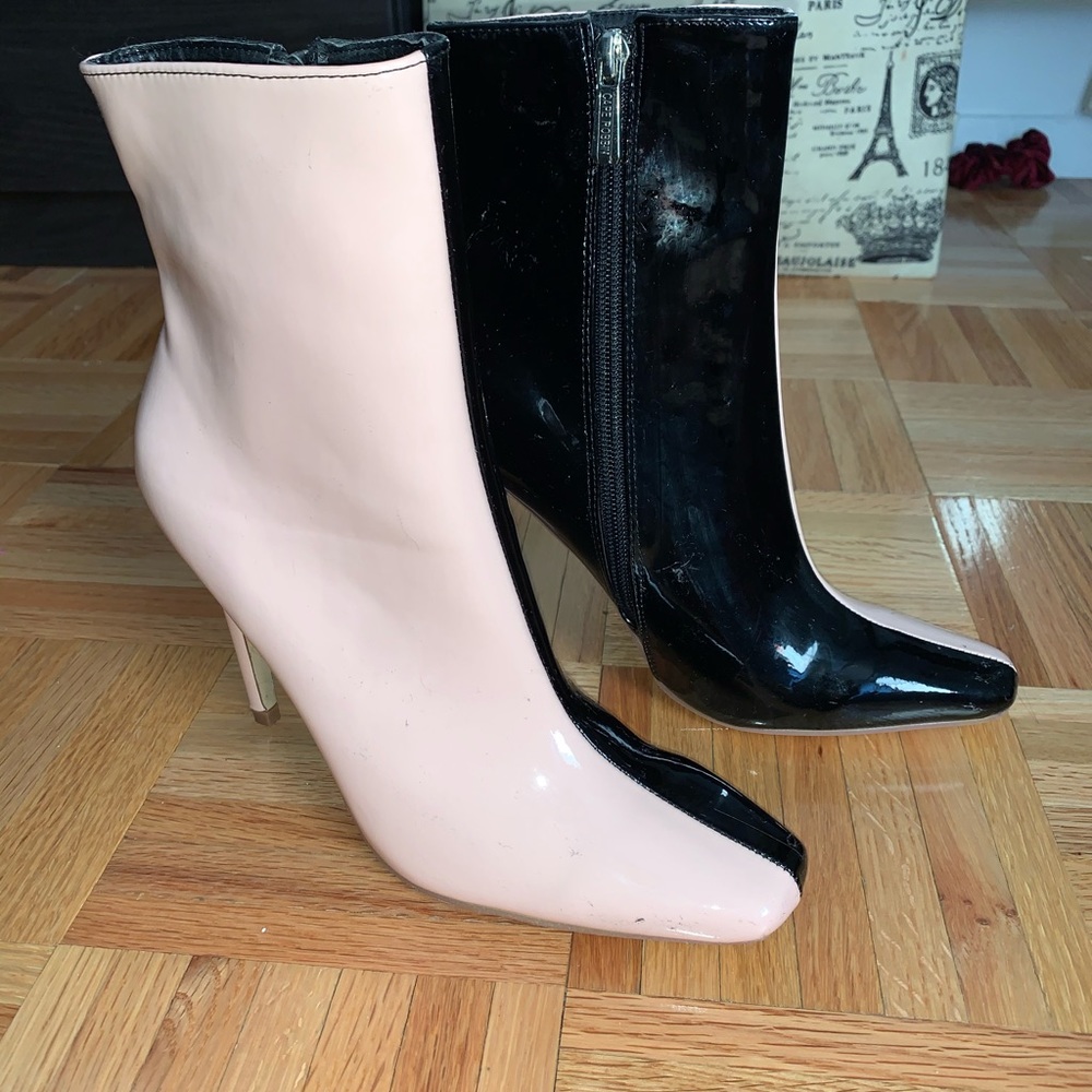 Black and pink booties